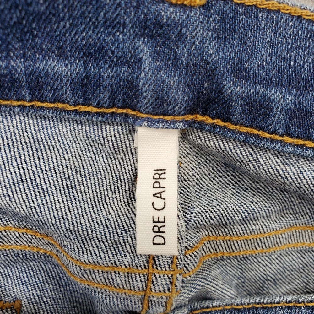 Rag & Bone Dre Capri Jeans Womens 27 Blue Denim Raw Hem Double Stitch 5-Pocket - Picture 8 of 11